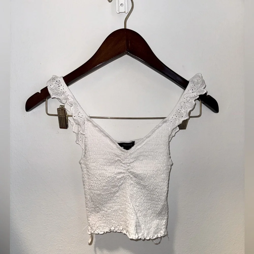 Forever 21 Cropped Ruffle Strap Tank Top - Picture 2 of 5
